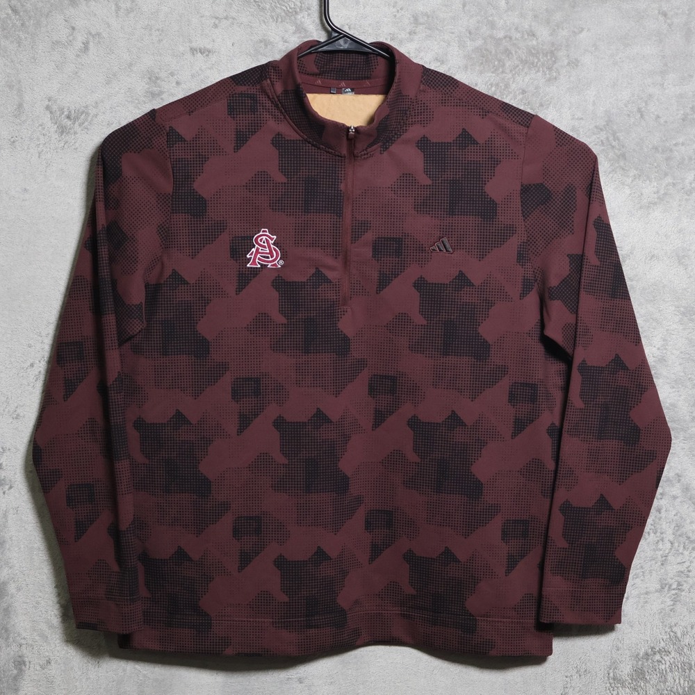 Adidas ASU Pullover Mens XL Maroon Camo 1/4 Zip Arizona State Sun Devils IK3018